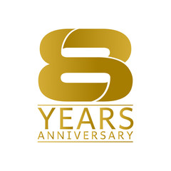 Simple Gold Anniversary Logo Vector Year 8