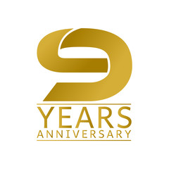 Simple Gold Anniversary Logo Vector Year 9