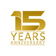 Simple Gold Anniversary Logo Vector Year 15 - obrazy, fototapety, plakaty
