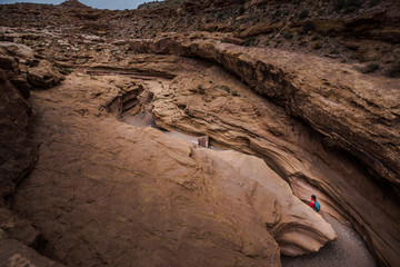 Hiker in the Little Wild Horse Canyon Bird's eye view