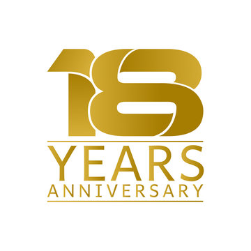 Simple Gold Anniversary Logo Vector Year 18