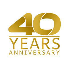 Simple Gold Anniversary Logo Vector Year 40