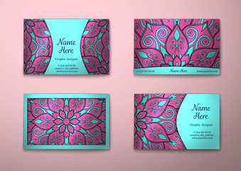 Vector vintage visiting card set.