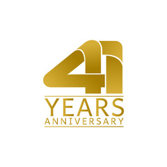Simple Gold Anniversary Logo Vector Year 41 - obrazy, fototapety, plakaty