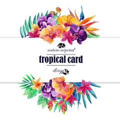 Tropical floral card in watercolor