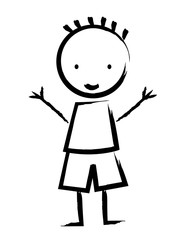 happy boy drawn isolated icon design