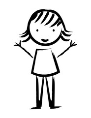 happy girl drawn isolated icon design