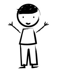 happy boy drawn isolated icon design