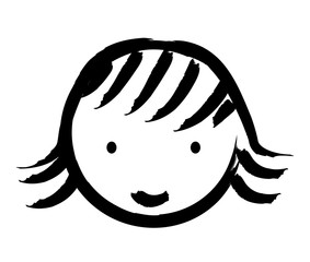 happy girl drawn isolated icon design