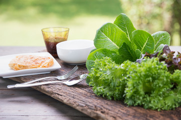 Healthy food with fresh ingredients for salad