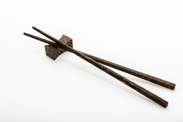 Wooden chop stick on white background