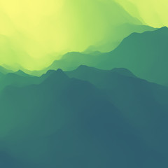 Mountain Landscape. Mountainous Terrain. Mountain Design. Vector Silhouettes Of Mountains Backgrounds. Sunset. Can Be Used For Banner, Flyer, Book Cover, Poster, Web Banners.