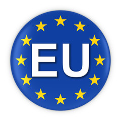 Europe Flag Button with EU Text 3D Illustration