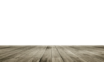 Wooden board empty table in front of isolate white background. Perspective brown wood over white background ,can be used for display or present your products, for editor, graphic resource