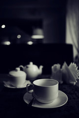 Monochrome still life restaurant