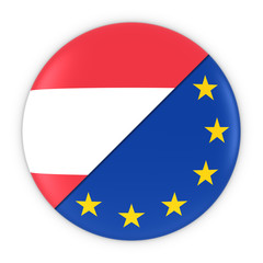 Austrian and European Relations - Badge Flag of Austria and Europe 3D Illustration
