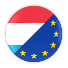 Luxembourgish and European Relations - Badge Flag of Luxembourg and Europe 3D Illustration