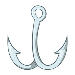 Hook for fishing icon, cartoon style