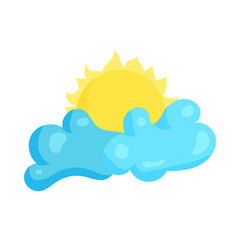 Sun and cloud icon, cartoon style