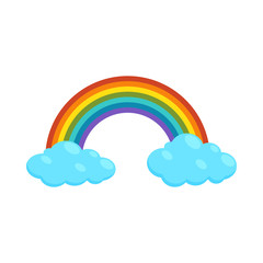 Rainbow and clouds icon, cartoon style