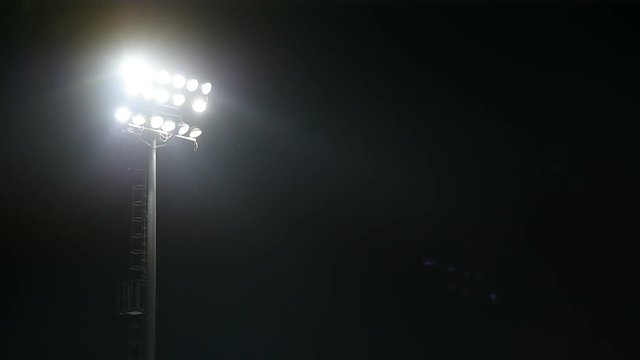 Night scene video with sport arena floodlights 