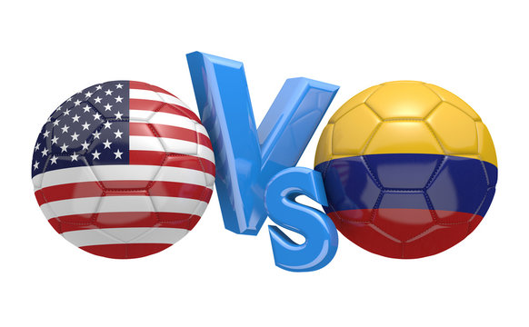 Football competition between national teams United States and Colombia, 3D rendering