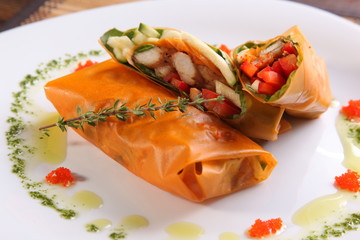 spring rolls with vegetables in Oriental style