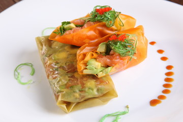 spring rolls with vegetables in Oriental style