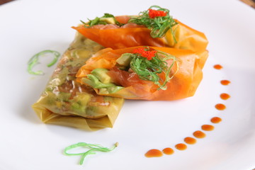 spring rolls with vegetables in Oriental style