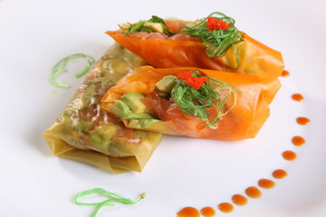 spring rolls with vegetables in Oriental style