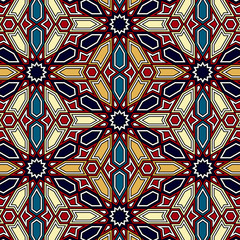 seamless vector arabic traditional colorful geometric pattern