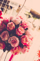 Valentine day background. Retro of bouquet roses flower 