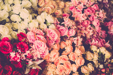 Valentine day background. Retro of bouquet roses flower 