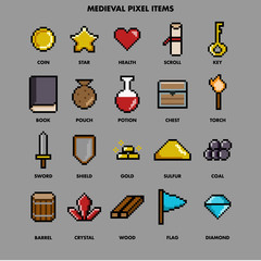 medieval pixel items - 114204322