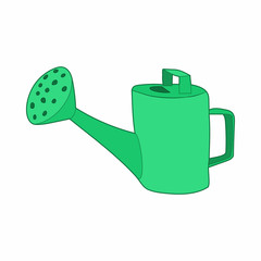 Obraz premium Green watering can icon, cartoon style