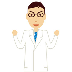 白衣にネクタイのメガネの男性 上半身