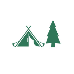 Stylized icon of tourist tent. Vector illustration