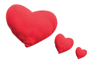 Cotton fabric hearts isolated on white