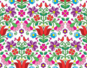 Naklejki  Kalocsai kwiatowy wzór emrboidery - węgierskie tło sztuki ludowej
