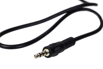 Mini-jack plug sound 3,5mm TRS isolated on white background