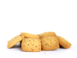 shortbread cumin biscuit - cookies isolated on white background