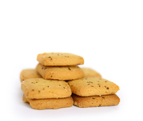 shortbread cumin biscuit - cookies isolated on white background
