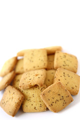 shortbread cumin biscuit - cookies isolated on white background