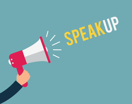 Speak up megaphone message at loud. concept illustration design