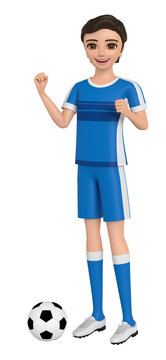 3D illustration character - Boy wearing a uniform are taking the victory pose.