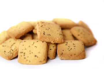 shortbread cumin biscuit - cookies isolated on white background