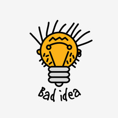 Bad idea color symbol bulb face logo icon fun sign.
