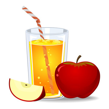 Vector Illustration of Red Apple Juice