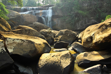 TadHuang waterfall,the waterfall on the border between Thailand