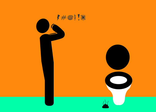 Illustration &Auml;rger &uuml;ber verschmutzte Toilette